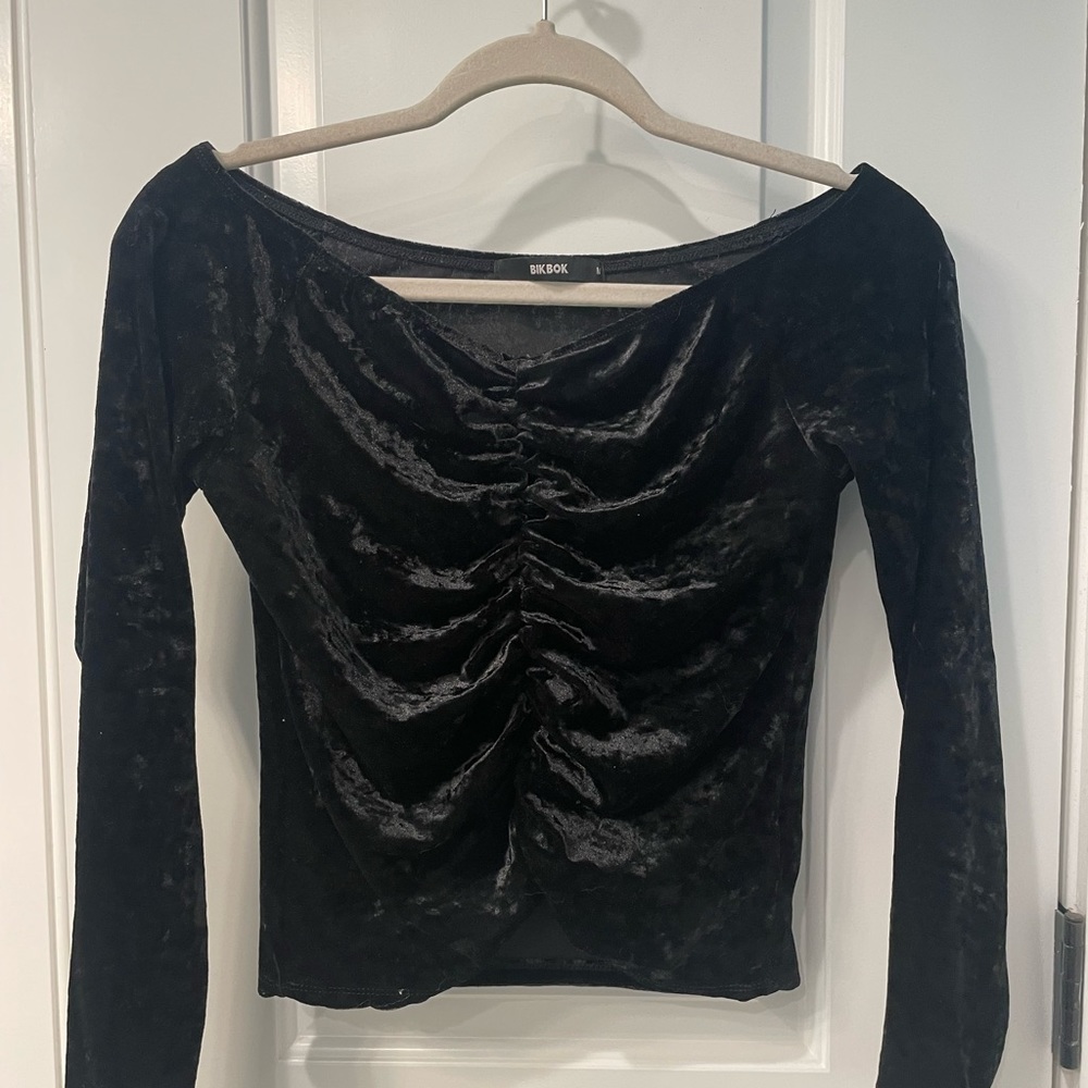 Black suede off the shoulder top